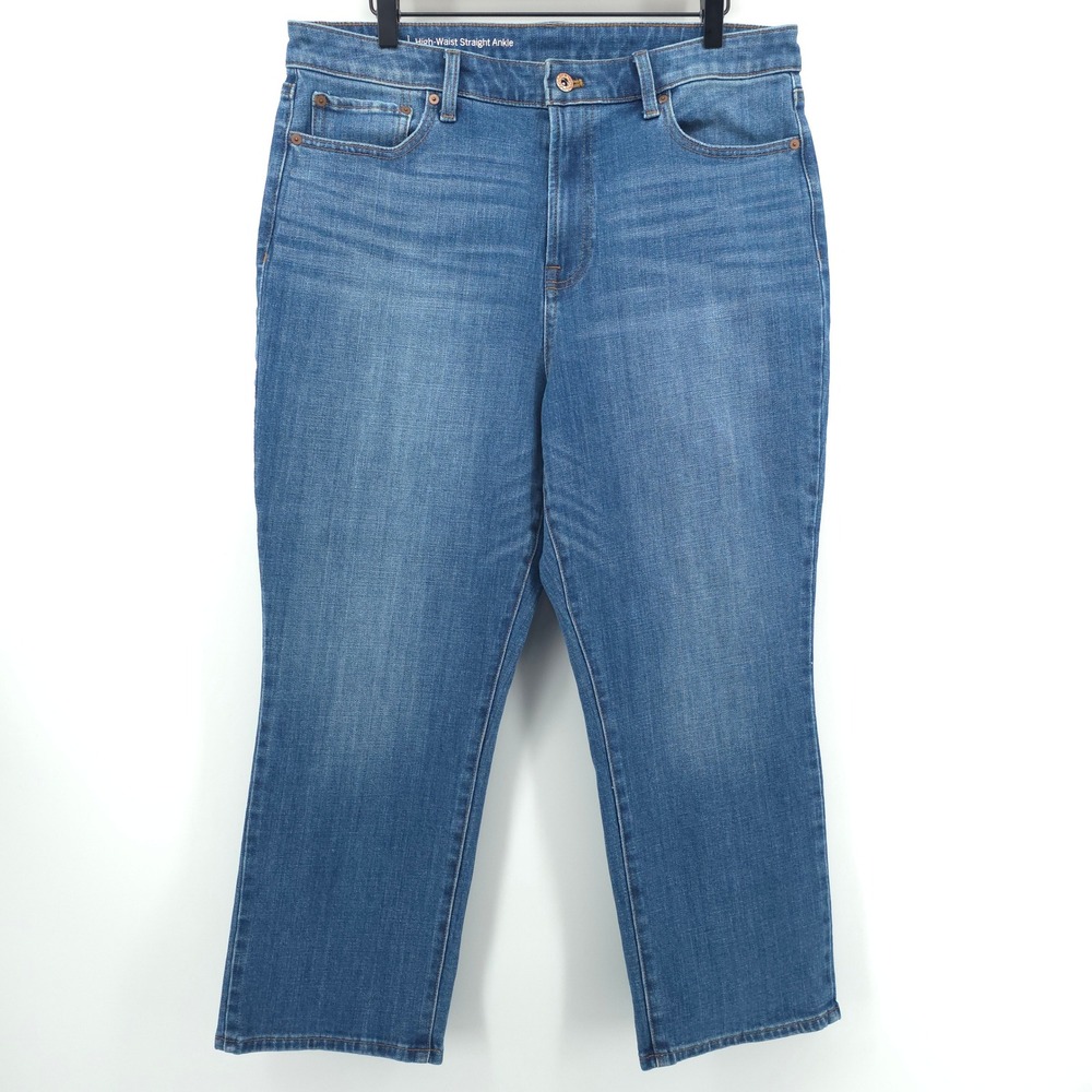 Talbots Flawless Women High-Waist Straight Ankle Jeans 16P Blue Denim Stretch